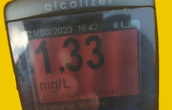 Motorista é flagrado com alcoolemia 30x superior ao tolerado pelo bafômetro no sudoeste da Bahia