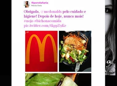 Atriz encontra bicho em lanche do Mc Donald’s