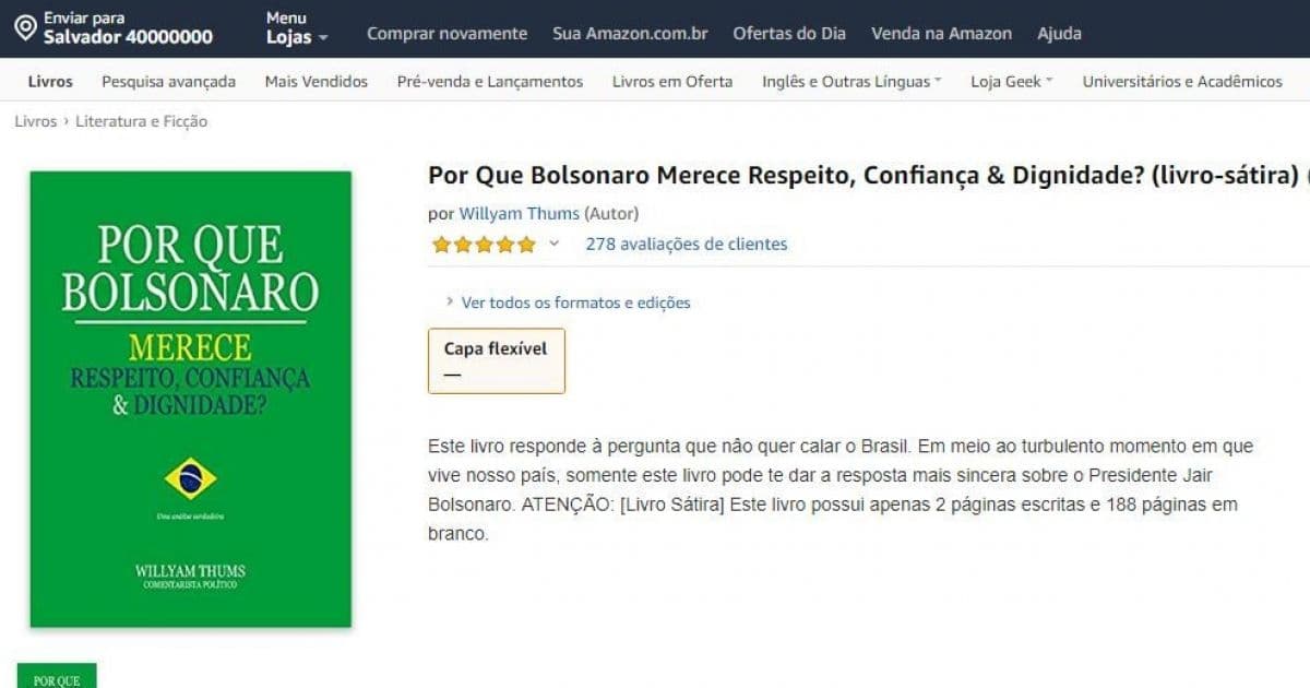 Com 188 páginas em branco, livro com motivos para confiar em Bolsonaro viraliza