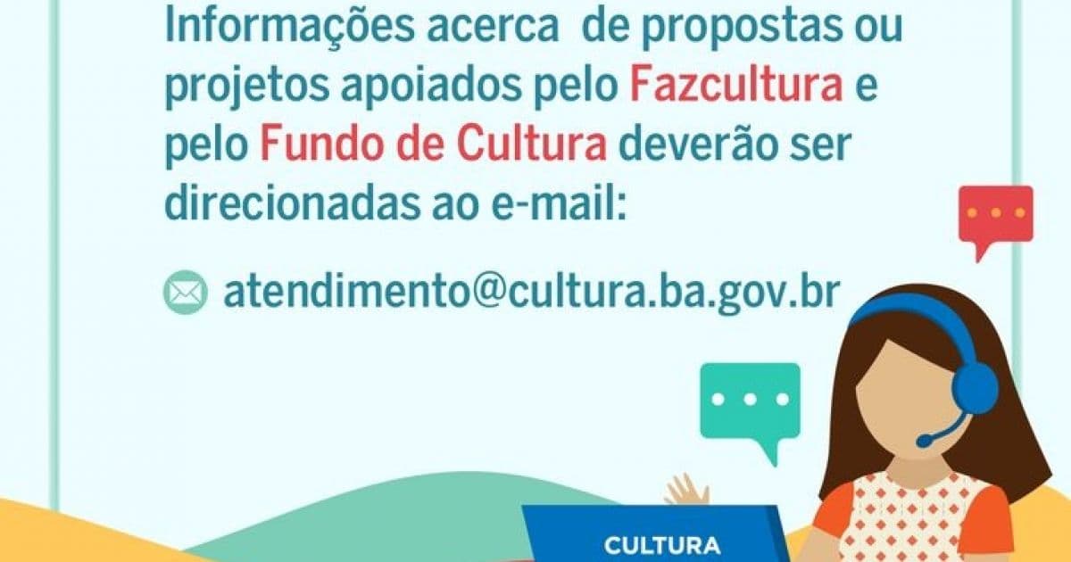 Secult informa que central de atendimento funciona apenas por e-mail durante a pandemia