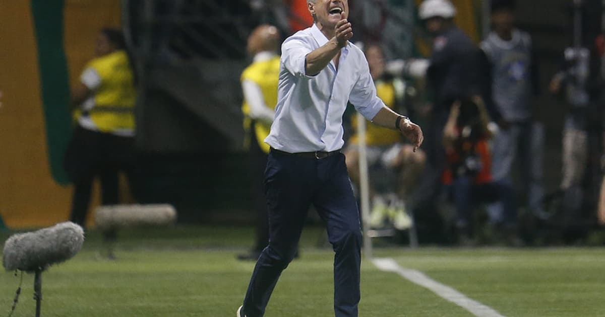 Luis Castro orienta jogadores na área técnica durante partida do Botafogo