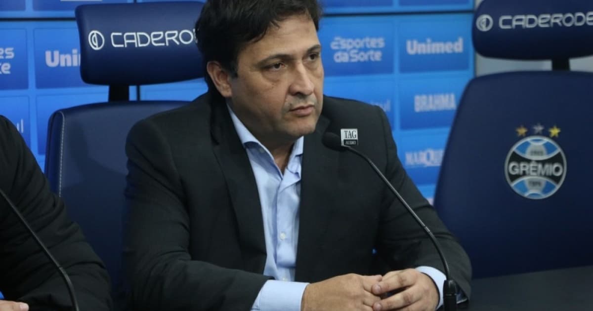 Alberto Guerra, presidente do Grêmio, concedeu entrevista coletiva nesta quinta-feira (29)