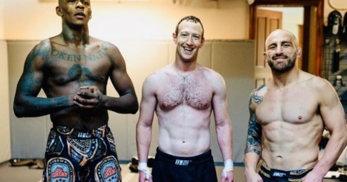 Mark Zuckerberg aparece em treinamento com campeões do UFC Israel Adesanya e Alexander Volkanovski
