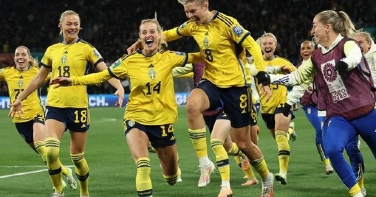 Jogadoras da Suécia comemoram classificação