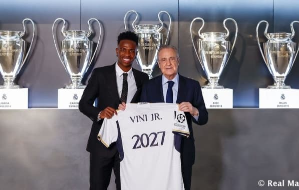 Com multa bilionária, Real Madrid anuncia renovação de Vini Jr. até 2027 