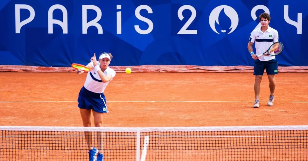 Luisa Stefani e Thiago Wild atuando nos Jogos de Paris 2024