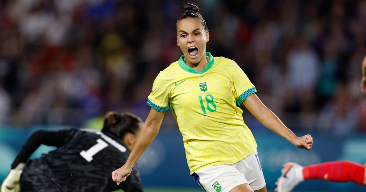 Gabi Portilho comemorando gol pelo Brasil