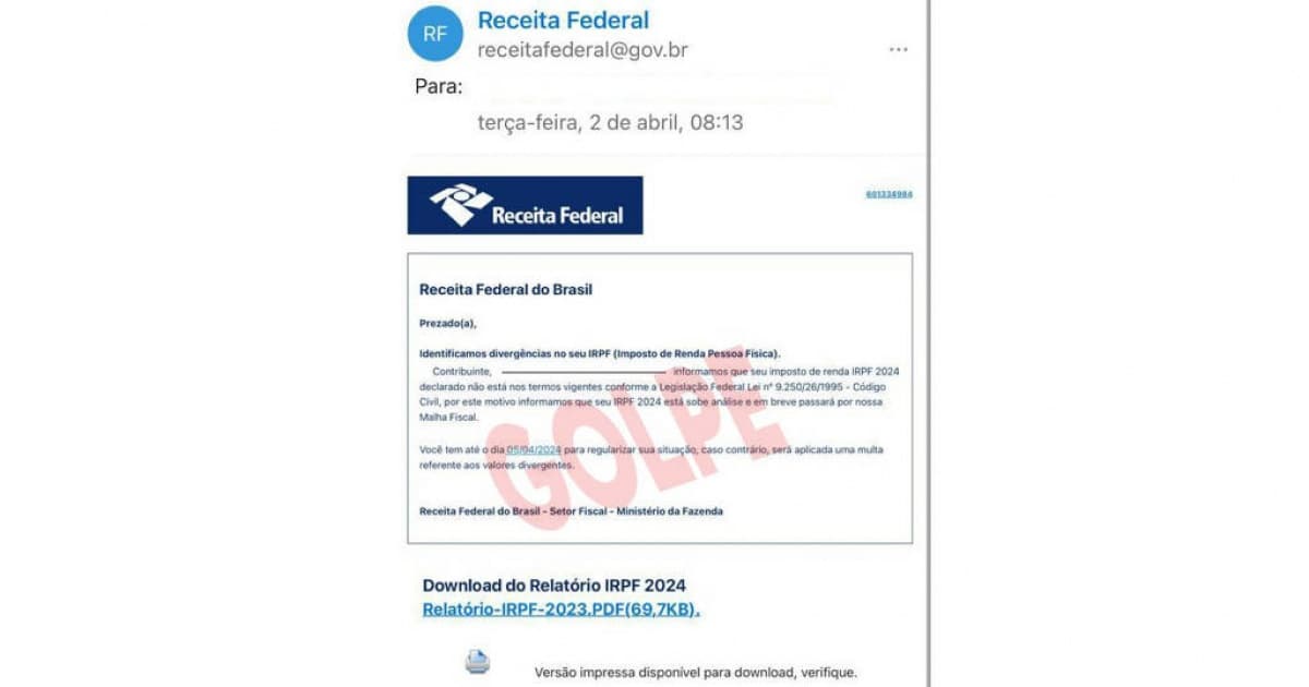 Na reta final do IR, golpistas usam emails e aplicativos para enganar quem vai declarar; saiba como se prevenir