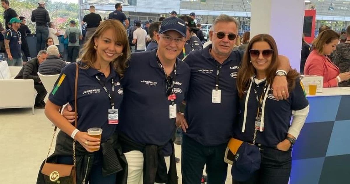 Leonardo Burgos recebe amigos no camarote na Stock Car