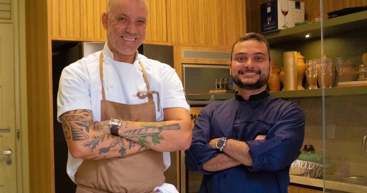Chefs Fábio Barbosa e Victor Garcia, finalistas do programa Chef Show