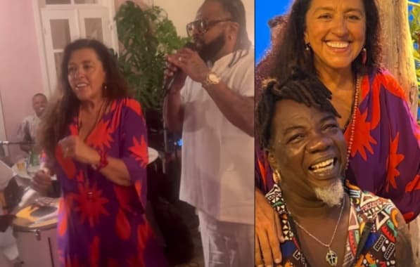 VÍDEO: Regina Casé recebe Xande de Pilares e realiza sambão com artistas em sua casa