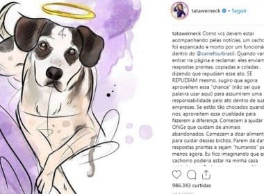 Morte 'brutal' de cachorro no Carrefour rende onda de protesto de artistas globais; confira