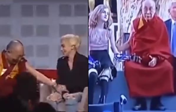 Vídeos em que Dalai Lama tenta tocar partes íntimas de Lady Gaga e acaricia garota voltam a viralizar