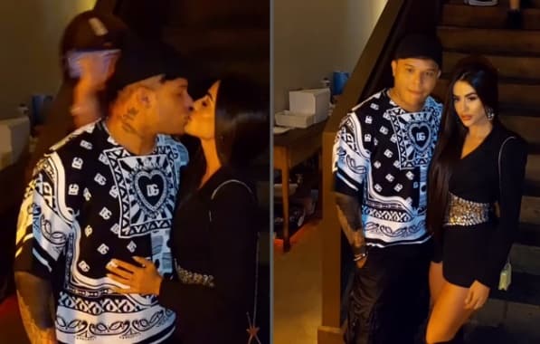 VÍDEO: Tierry e Mikaely Amorim trocam beijos em primeira aparição pública