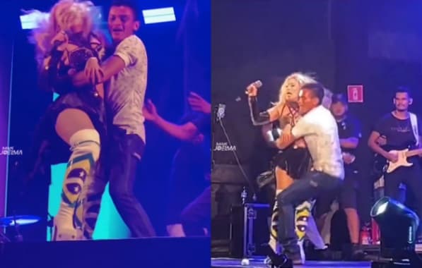 VÍDEO: Fã invade palco de Joelma e chacoalha cantora durante show