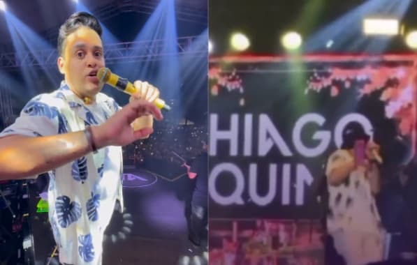 VÍDEO: Thiago Aquino é atingido por sapato durante show em Madre de Deus