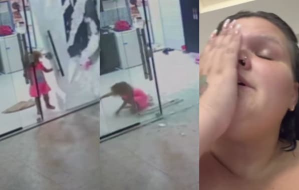 VÍDEO: Thais Carla relata susto após porta de vidro quebrar em cima da filha