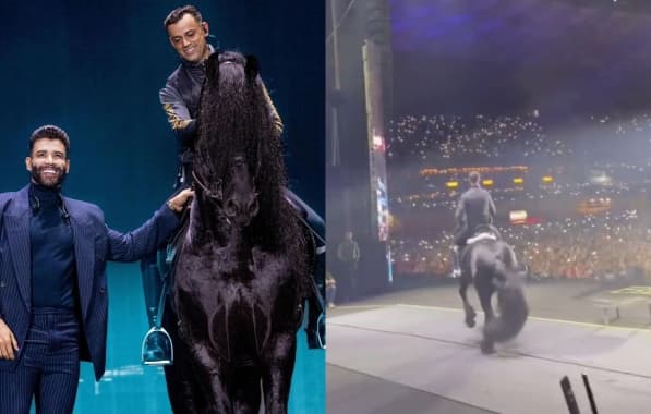 VÍDEO: Gusttavo Lima polemiza ao levar cavalo para cima do palco durante show