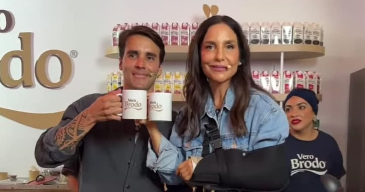 VÍDEO: Ivete Sangalo aparece com braço imobilizado em evento de marca de caldos: “Tá tudo ótimo”