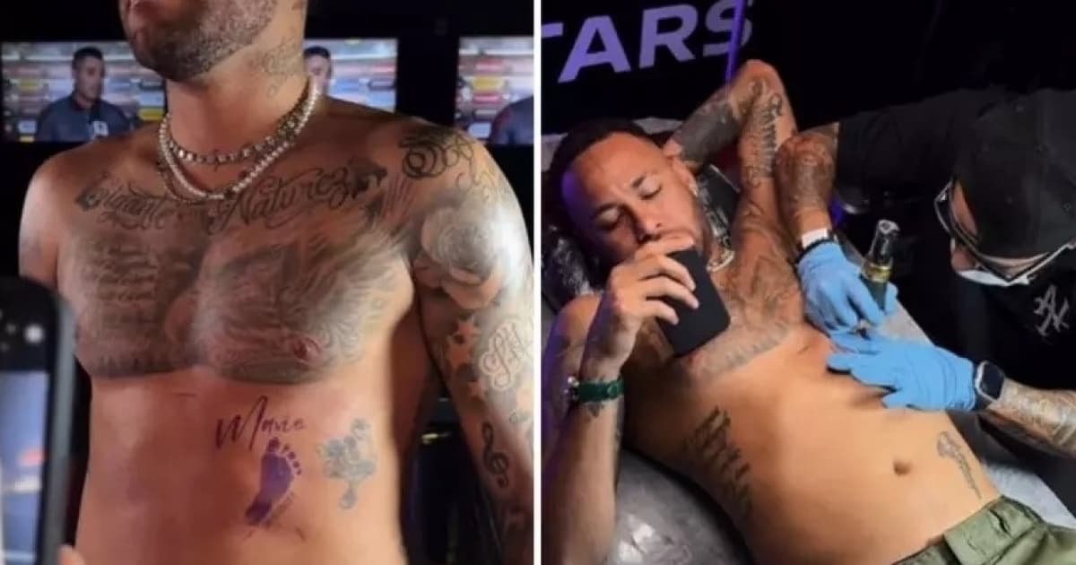 Neymar faz tatuagem em homenagem a filha caçula 