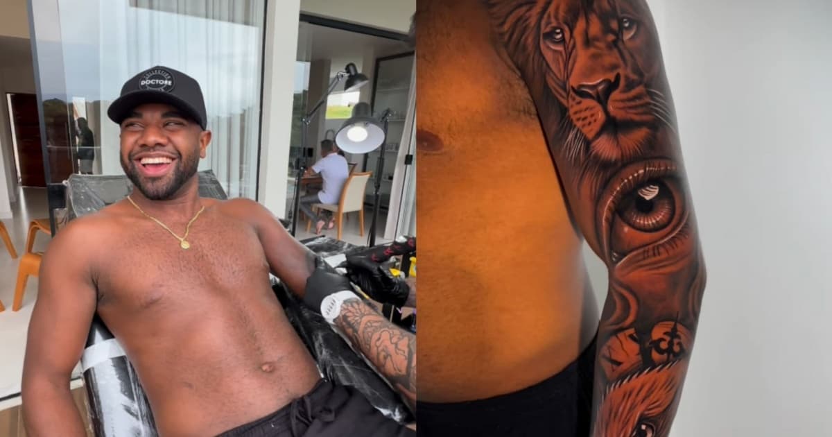 Ex-BBB Davi fecha o braço com primeira tatuagem