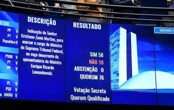 Com 58 votos favoráveis e apenas 18 contrários, nome de Zanin para o STF é aprovado no Senado