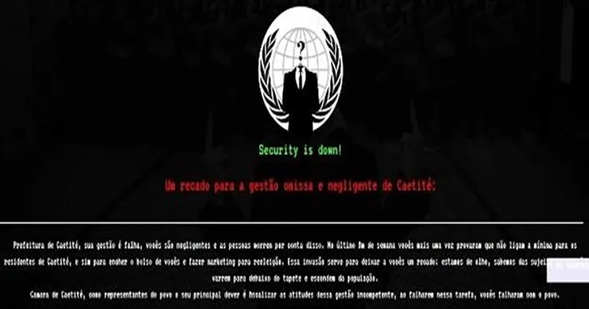 Hackers invadem site de prefeitura baiana e acusam gestão falha e negligente na saúde 