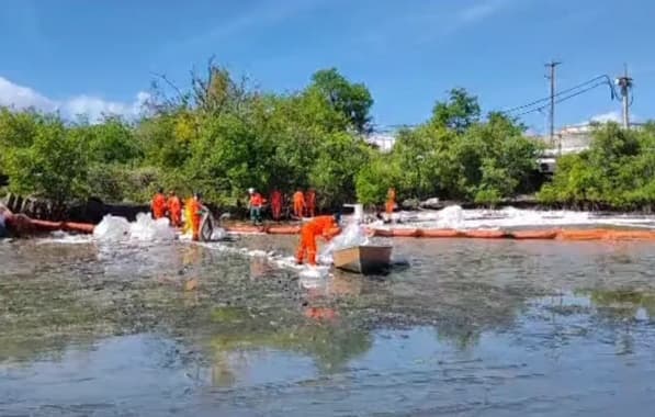 Manguezal em Madre de Deus é atingido por vazamento de óleo