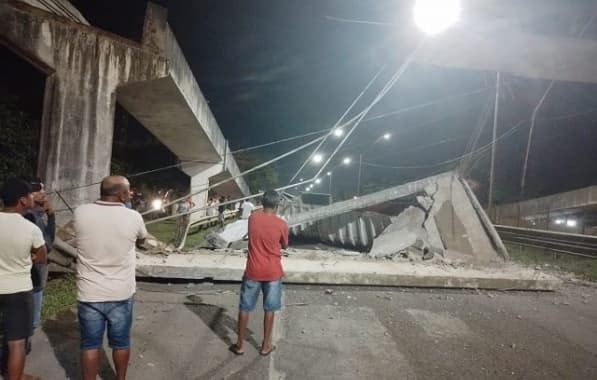 Rodovia é interditada em Conceição do Jacuípe após caminhão colidir e derrubar passarela