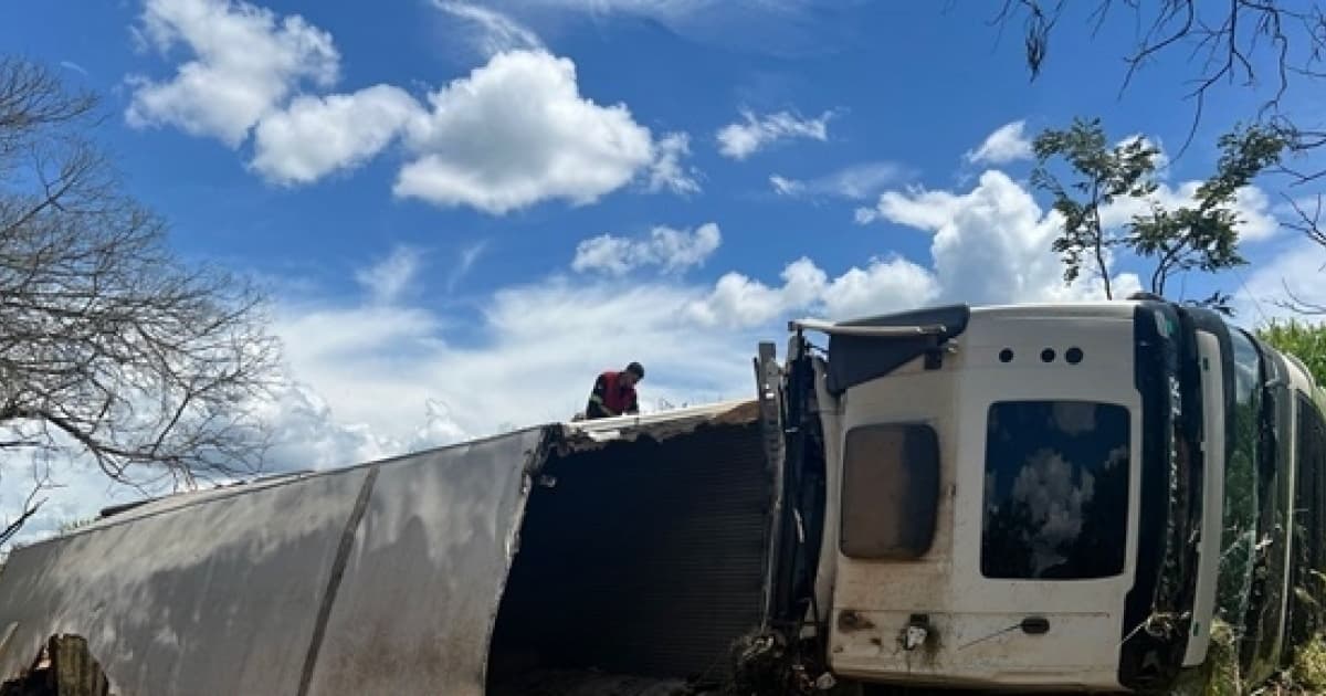  Carga com 30 toneladas de frango é saqueada após acidente no Extremo Oeste baiano