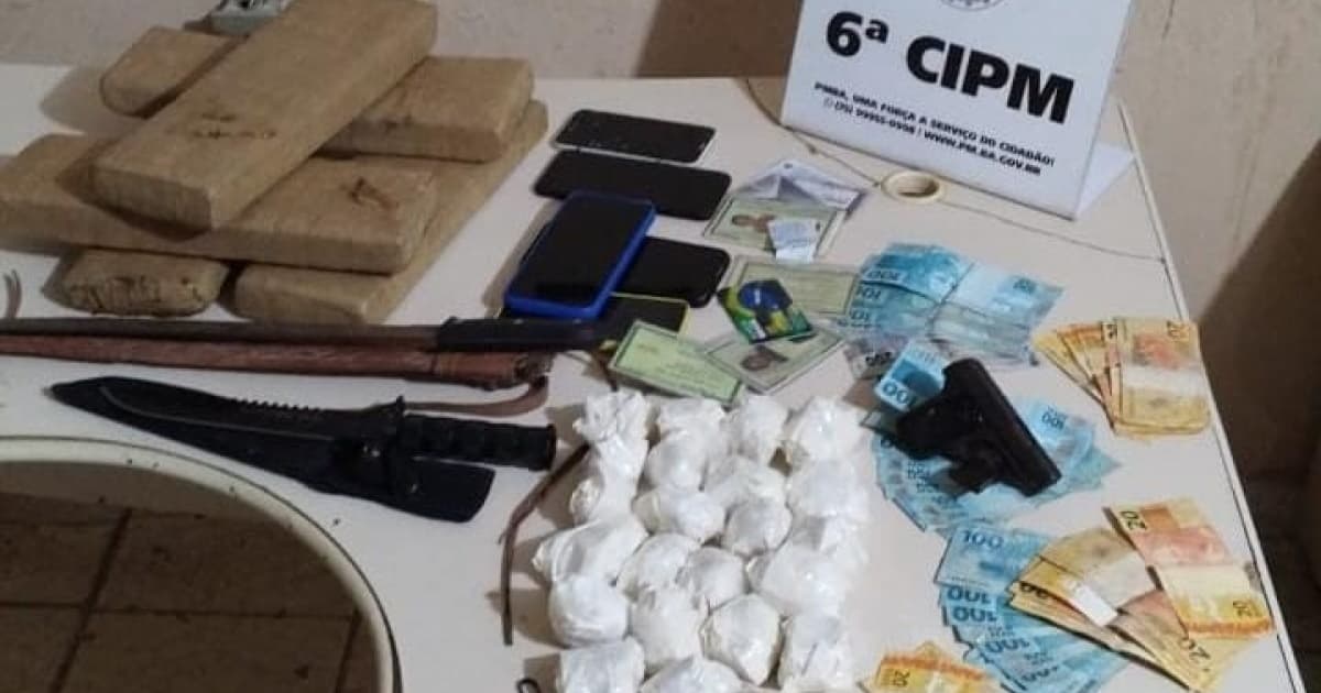 PM prende 3 no interior baiano com pistola, drogas e R$ 7 mil em espécie