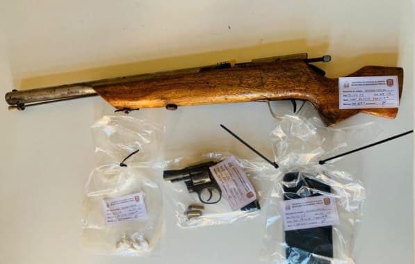 Armas de fogo apreendidas pela PM em São Gabriel