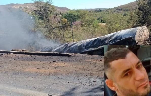 Motorista morre carbonizado após caminhão tanque explodir em trecho de rodovia no interior da Bahia