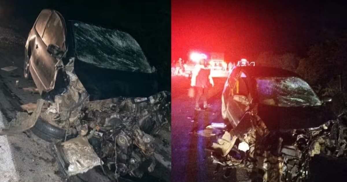 Carros destruídos em acidente na Estrada do Feijão