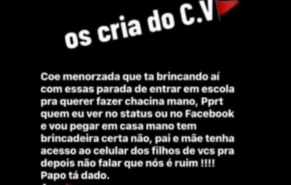 Suposto alerta do Comando Vermelho que proíbe “brincadeira” sobre chacinas viraliza nas redes sociais