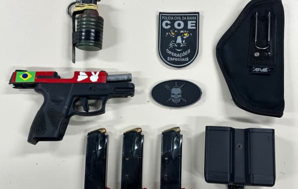 Polícia apreende arma com símbolo de facção e explosivo no Nordeste de Amaralina