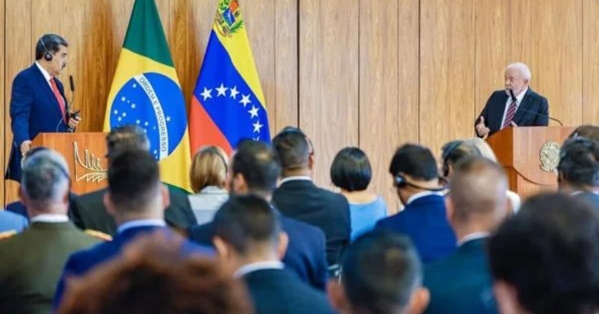 Nicolás Maduro e Lula em pronunciamento