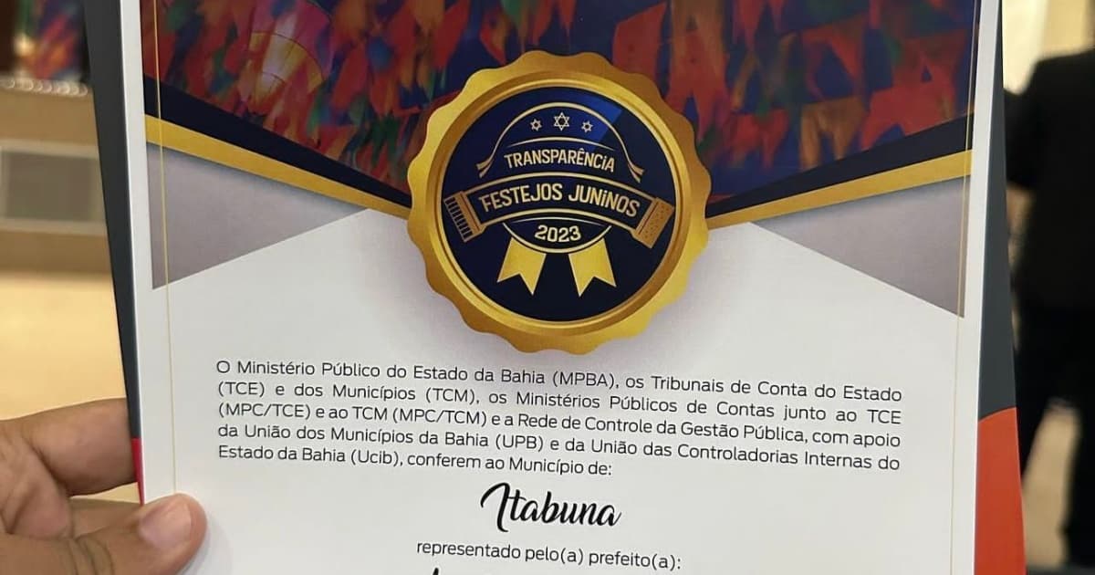 Itabuna recebe Selo de Transparência Festejos Juninos 2023 por gastos públicos no São João 