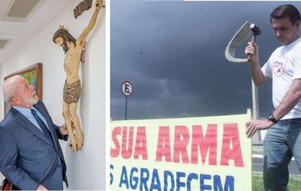 Enquanto Lula recupera estátua de Jesus na cruz, Bolsonaro crucifica o presidente por decretos sobre armas