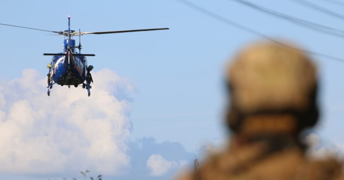 GRAER da PM e CAOP da PF dão apoio aéreo para equipes terrestres em operação neste domingo