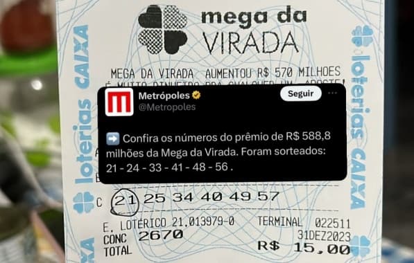 Chegou perto! Homem mostra bilhete “quase premiado” da Mega da Virada