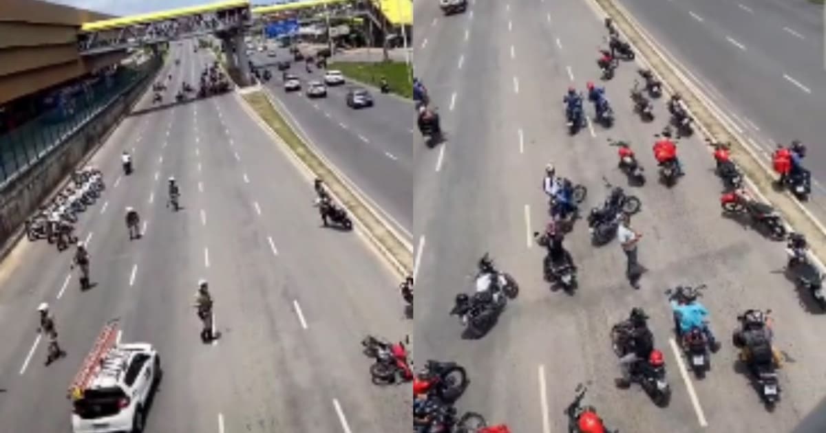 VÍDEO: Policiais agridem grupo de motociclistas que realizava protesto na LIP em Salvador