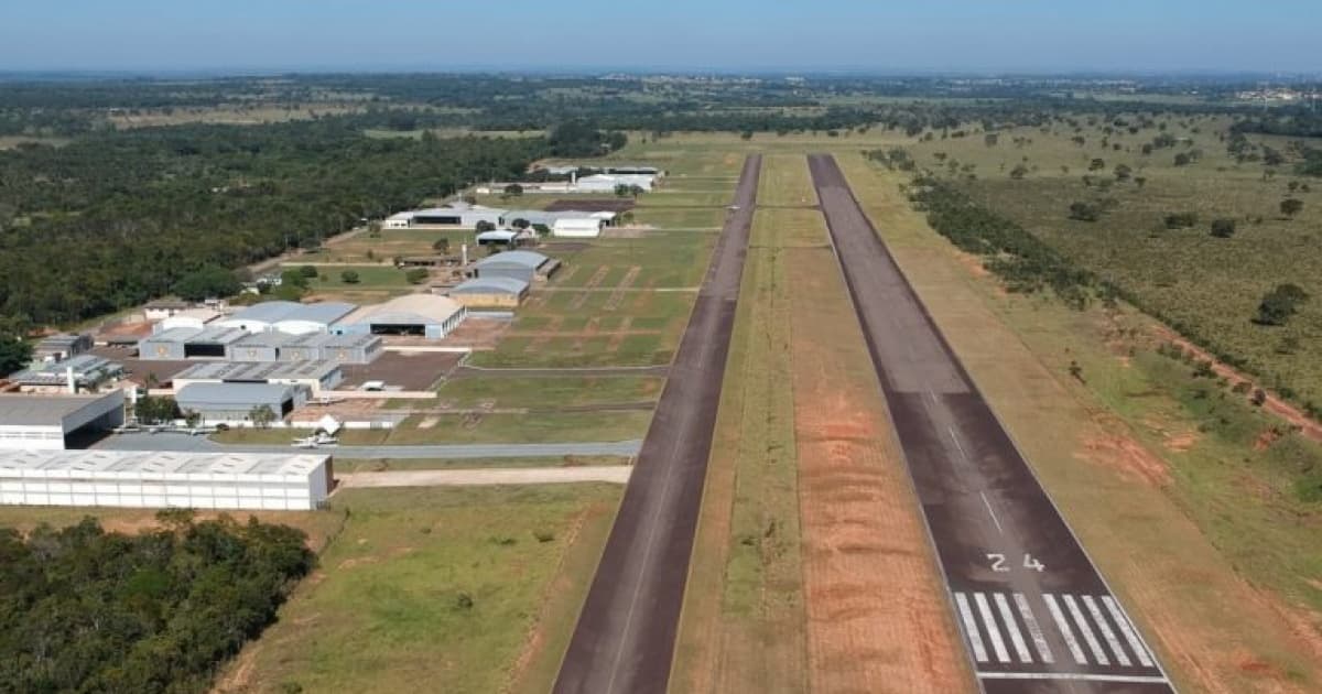 Aeroporto de Santa Maria em Campo Grande (MS), onde helicóptero caiu