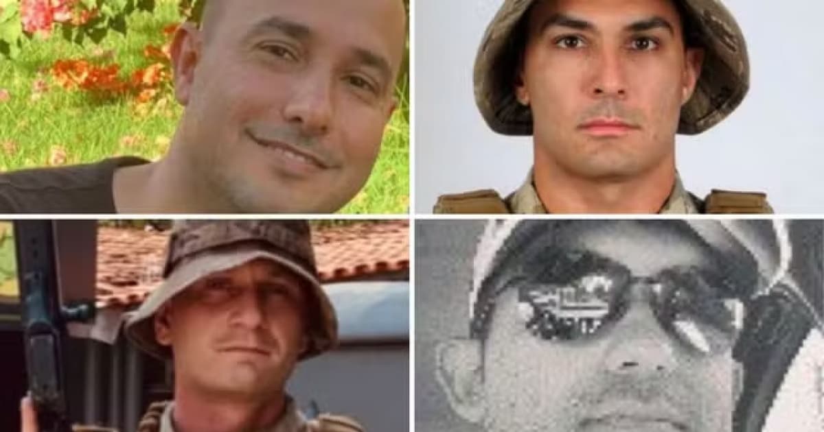 Fotos dos quatro policiais militares mortos em acidente envolvendo a viatura em que estavam e uma carreta, em rodovia de Goiás.