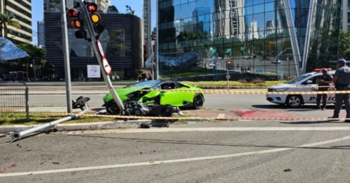 Motorista roubado persegue e bate Lamborghini em moto de ladrão na Faria Lima