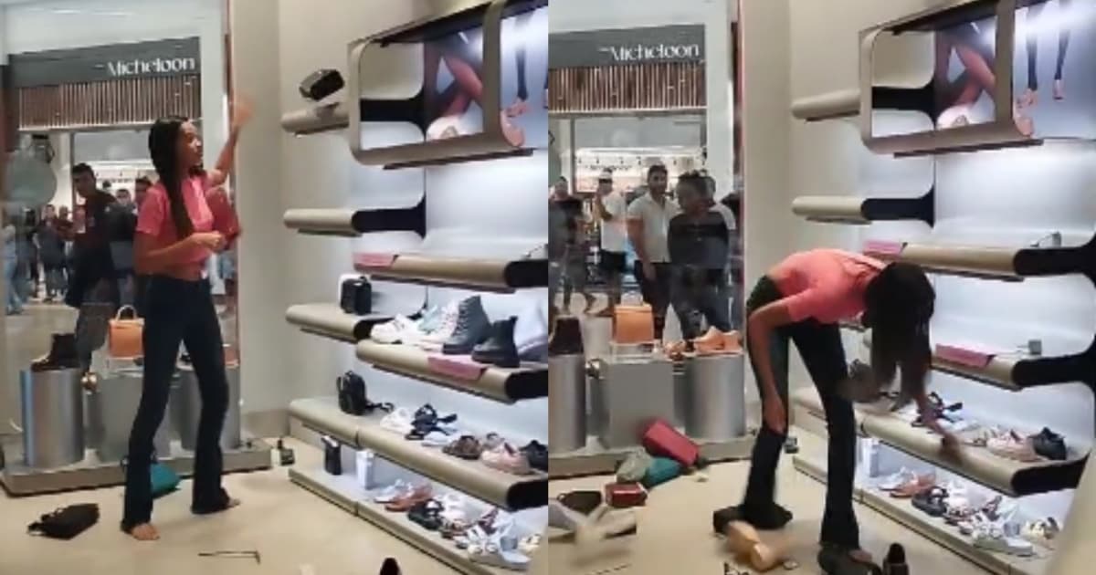 VÍDEO: Mulher se revolta e tenta destruir loja em shopping de Feira de Santana
