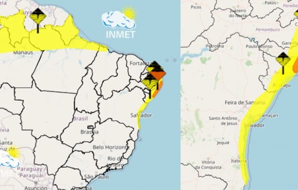 Inmet emite alerta amarelo de temporal no litoral baiano