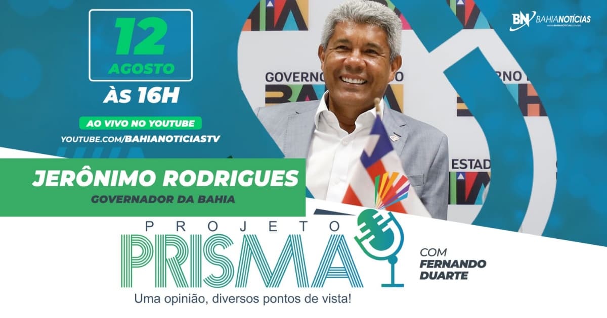 Em sua centésima edição, Projeto Prisma entrevista governador Jerônimo Rodrigues nesta segunda