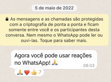 WhatsApp lança reações com emojis e envio de arquivos de até 2 Gb