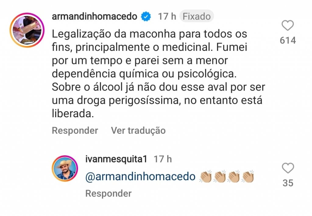 Humorista compartilha melhora do avô com cannabis e Armandinho Macedo  apoia: Legalização para todos os fins - Bahia Notícias